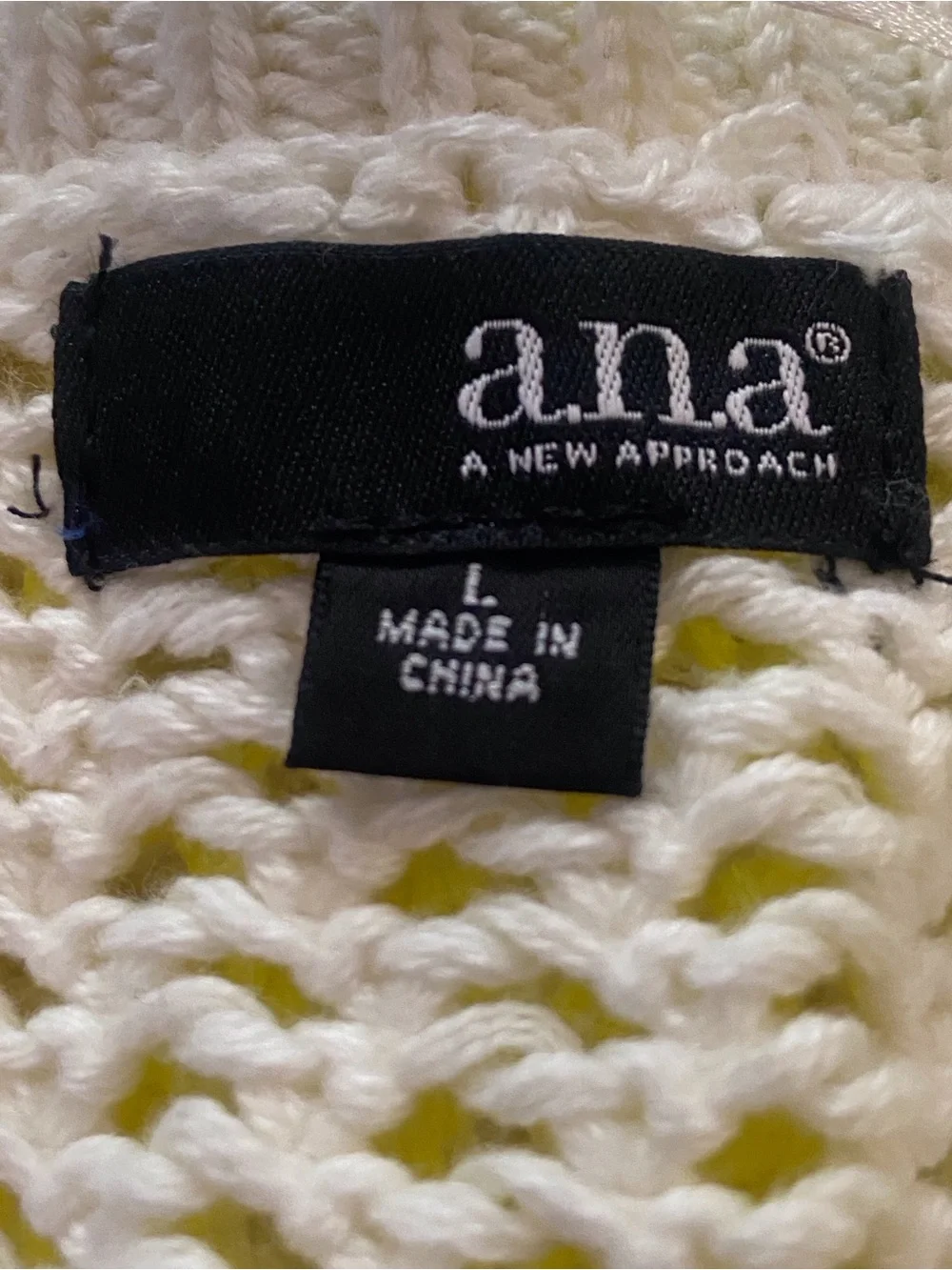 a.n.a Neon Yellow Open-Knit Cable Scoop Sweater Size L